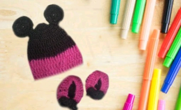 Combo Of Stylish  Black &Pink Woolen Cap N Shoes - Free Size, Black & Pink, Wool, Multipack of1
